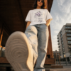 ChatGPT Image Jul 23, 2026, 04_33_22 PM Women's Oversized Butterfly Floral Graphic Printed T-Shirt | Trendy White Aesthetic Typography Baggy Tee for Girls & Women | Casual Drop Shoulder Half Sleeve Round Neck Streetwear Fashion T-Shirt | Loopknit 240 GSM Premium Oversized Fit