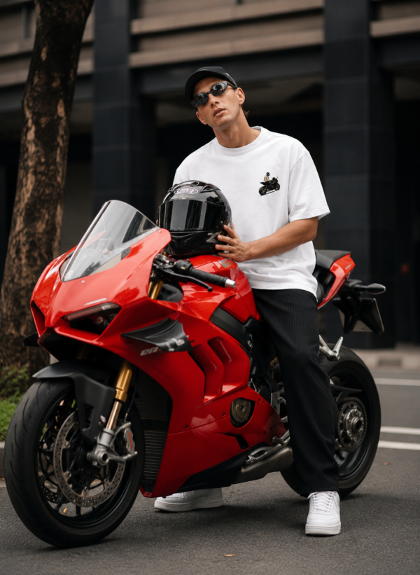 Born To Ride Oversized T-Shirt for Men | 240 GSM Premium Heavyweight Cotton Motorcycle Biker Graphic Back Print Streetwear Casual Round Neck Riding Tee