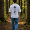 BYAKKO Oversized Men T-Shirt | Lion & Eagle Symbolic Back Print | White