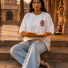 Unisex Oversized Hanuman Warrior Graphic T-Shirt | Bold Devotion Design, White Cotton Tee