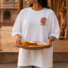 Unisex Oversized Hanuman Warrior Graphic T-Shirt | Bold Devotion Design, White Cotton Tee