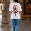 Unisex Oversized Hanuman Graphic T-Shirt Spiritual Warrior Design, White Cotton Tee