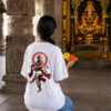 Unisex Oversized Hanuman Graphic T-Shirt Spiritual Warrior Design, White Cotton Tee