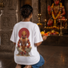 Unisex Oversized Hanuman Graphic Printed T-Shirt for Men & Women | Spiritual Devotional Back Print Oversized Tee | White Half Sleeve Loose Fit Streetwear T-Shirt | Loopknit 240 GSM Premium Cotton Casual Wear