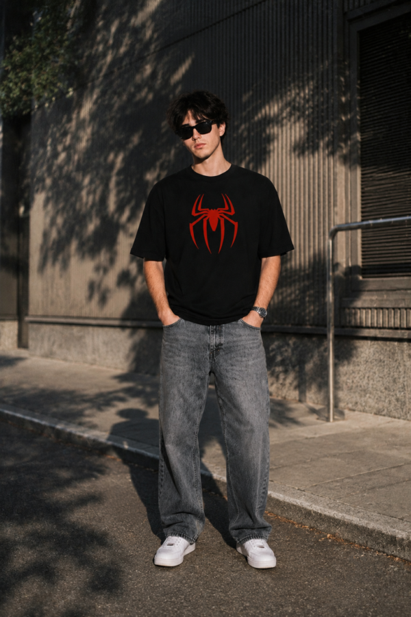 ChatGPT Image Jul 30, 2026, 02_08_31 PM Men's Oversized Superhero Graphic Back Print T-Shirt | Spider Inspired Streetwear Tee with Bold Back Design, Casual Oversized Cotton T-Shirt for Men