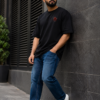 Men’s Oversized Black Red Rage T-Shirt – Loopknit Cotton 240 GSM Streetwear Fit