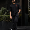 Men’s Oversized Black Red Rage T-Shirt – Loopknit Cotton 240 GSM Streetwear Fit