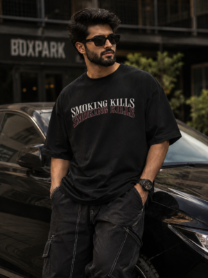 ChatGPT Image Jul 30, 2026, 03_21_48 PM Men’s Oversized Black Smoking Kills T-Shirt – Loopknit Cotton 240 GSM Streetwear Fit