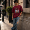 Men's Maroon Oversized T-Shirt with Gen-Z Cockroach Graphic Print for Men | Trendy Streetwear Baggy Fit Half Sleeve Round Neck Casual Tee | Premium Loopknit 240 GSM Heavyweight Cotton Oversized T-Shirt for Daily Wear, College & Urban Fashion