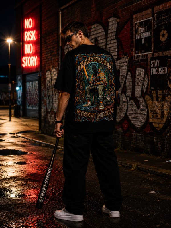 ChatGPT Image Jul 30, 2026, 12_14_33 PM Men's Oversized Street Strike Graphic Back Print T-Shirt | Urban Shadow Streetwear Design, Bold Back Graphic Casual Oversized T-Shirt for Men