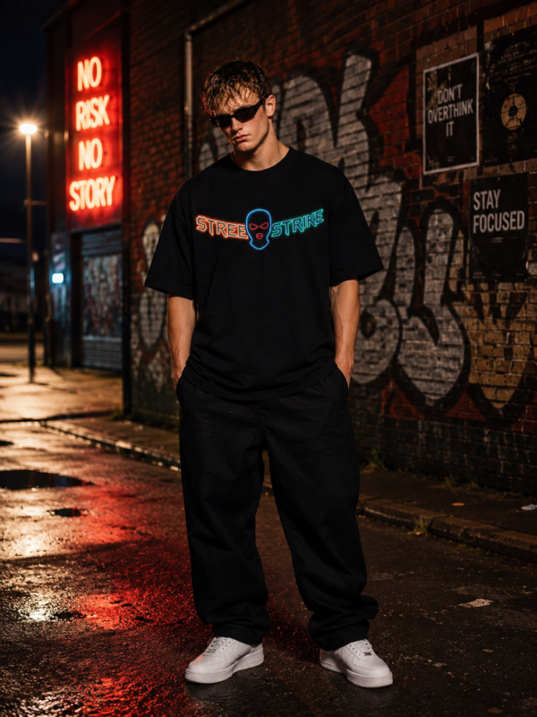 ChatGPT Image Jul 30, 2026, 12_14_42 PM Men's Oversized Street Strike Graphic Back Print T-Shirt | Urban Shadow Streetwear Design, Bold Back Graphic Casual Oversized T-Shirt for Men