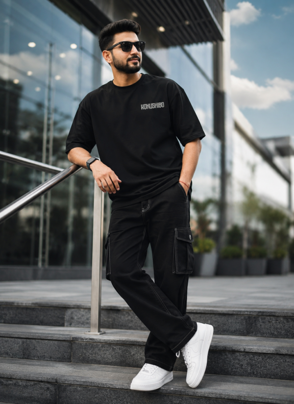 ChatGPT Image Jul 31, 2026, 02_22_32 PM Mens Oversized Black Anime Warrior Graphic T-Shirt | Dark Manga Back Print | Premium Loopknit Cotton 240 GSM | Japanese Streetwear Style Tee