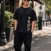 Mens Oversized Black Dragon Graphic Printed T-Shirt | Mythical Streetwear Back Print | Premium Loopknit Cotton 240 GSM | Urban Fashion Statement Tee