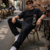 Mens Oversized Black Dragon Graphic Printed T-Shirt | Mythical Streetwear Back Print | Premium Loopknit Cotton 240 GSM | Urban Fashion Statement Tee