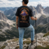 Mens Oversized Black Graphic T-Shirt | Adventure Awaits Mountain Back Print | Loopknit 240 GSM Premium Cotton Streetwear Tee