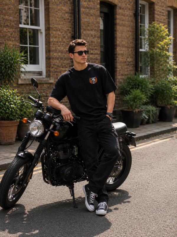 ChatGPT Image Jul 31, 2026, 03_09_28 PM Mens Oversized Black Skull Biker Graphic T-Shirt | Las Vegas Sin City Back Print | Premium Loopknit Cotton 240 GSM | Bold Streetwear Statement Tee