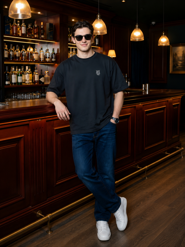ChatGPT Image Jul 31, 2026, 03_15_55 PM Mens Oversized Black T-Shirt | Lucky Shot Casino Whiskey Graphic Print | Loopknit 240 GSM Premium Heavy Fabric | Streetwear Oversized T-Shirt for Men