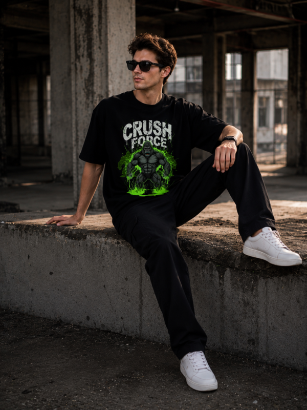 ChatGPT Image Jul 31, 2026, 03_23_26 PM Mens Oversized Graphic T-Shirt | Gorilla Crush Force Print | Loopknit 240 GSM Heavyweight Streetwear Tee