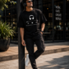 Music Player Headphone Graphic Printed Black Oversized T Shirt for Men | Minimal Music Lover Design | Round Neck Streetwear Oversized T-Shirt GiftSpeaks