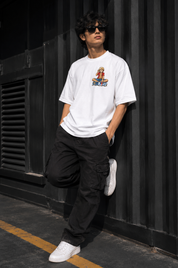 Mens Anime Pirate Crew Graphic Oversized T-Shirt Back Print Statement Design | Premium Loopknit 240 GSM Cotton | Relaxed Streetwear Fit