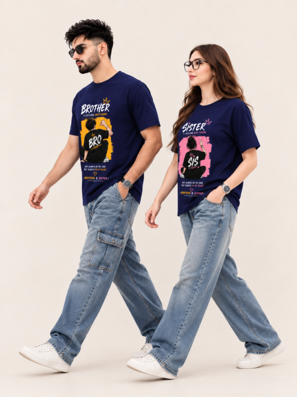 ChatGPT Image Jul 31, 2026, 10_35_06 AM Raksha Bandhan Brother Sister Matching T-Shirt Combo | Rakhi Special Bhai Behan Graphic Printed Meshknit 180 GSM T-Shirt | Premium Unisex Sibling Matching Outfit | Rakhi Gift for Brother & Sister