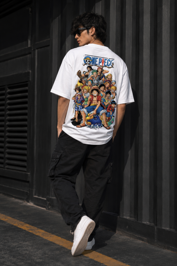 Mens Anime Pirate Crew Graphic Oversized T-Shirt Back Print Statement Design | Premium Loopknit 240 GSM Cotton | Relaxed Streetwear Fit