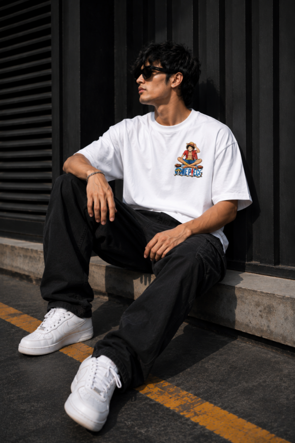 Mens Anime Pirate Crew Graphic Oversized T-Shirt Back Print Statement Design | Premium Loopknit 240 GSM Cotton | Relaxed Streetwear Fit