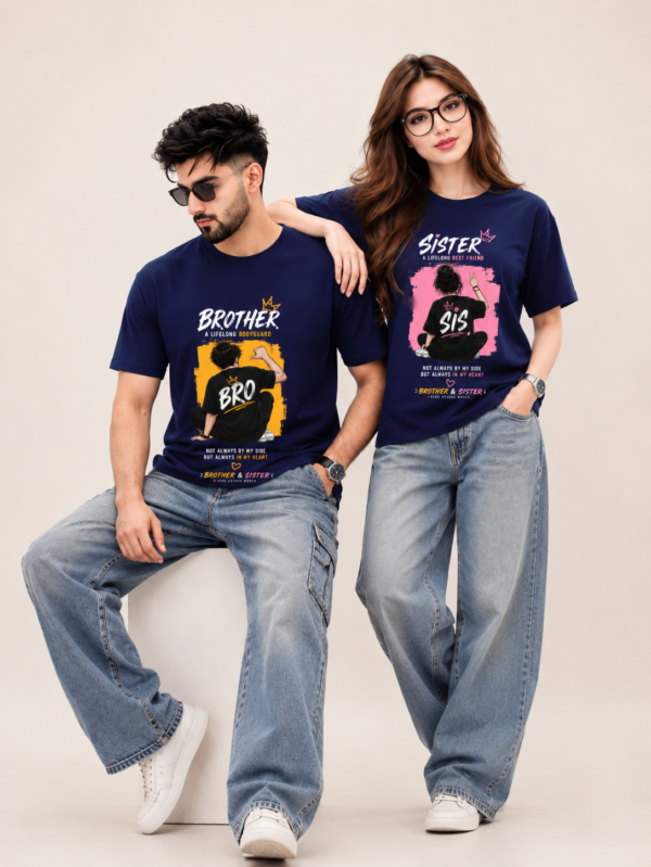 ChatGPT Image Jul 31, 2026, 10_44_44 AM Raksha Bandhan Brother Sister Matching T-Shirt Combo | Rakhi Special Bhai Behan Graphic Printed Meshknit 180 GSM T-Shirt | Premium Unisex Sibling Matching Outfit | Rakhi Gift for Brother & Sister