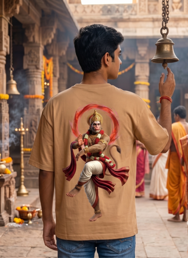 D7msw97__B3D684AGKS_2026-05-08_2.png Unisex Oversized Hanuman Graphic T-Shirt Spiritual Warrior Design, Beige Cotton Tee