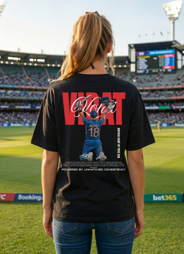 Unisex Oversized Black Graphic Printed Round Neck T-Shirt Bold Sports Inspired Back Print, Casual Streetwear, Half Sleeve Premium Cotton Tee
