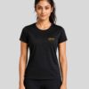 Women's Black Activewear T-Shirt | Premium Mesh Knit 180 GSM | Regular Fit Gym, Running, Workout, Yoga, Sports, Training, Walking & Fitness Half Sleeve Round Neck T-Shirt for Women