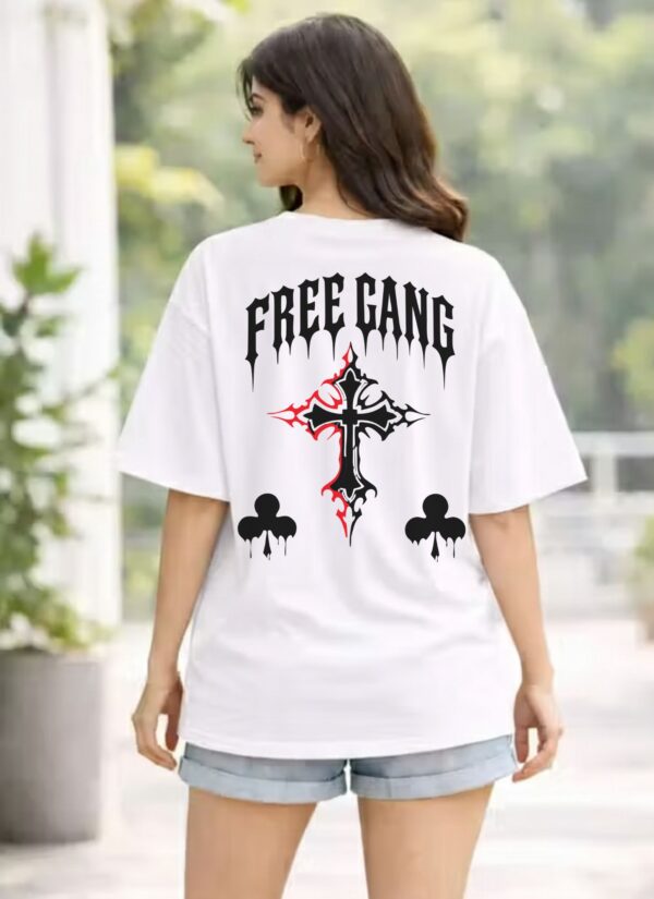 DheWZO6P_VD0R4OC7X4_2026-02-20_3.jpg Women Oversized White Graphic Printed T-Shirt | Gothic Cross Back Print | Premium Loopknit Cotton 240 GSM | Trendy Streetwear Casual Tee