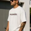 Men's Oversized White Graphic Typography T-Shirt | Relaxed Fit Round Neck Half Sleeve Printed Tee | Casual Streetwear Fashion T-Shirt for Daily Wear, Travel, College & Weekend Outfits
