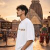 Men's White Oversized T-Shirt with Narayan Graphic Print | Loopknit 240 GSM | Spiritual Devotional Oversized Tee | Om Namo Narayanaya | Premium Graphic T-Shirt for Temple, Festivals & Everyday Wear