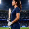 Women's Navy Blue Regular Fit Activewear T-Shirt with DHONI Inspired Graphic | Meshknit 180 GSM Breathable Gym, Cricket, Running, Yoga & Workout Sports Tee