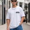 Men's Black Panther Oversized T-Shirt White | Loopknit 240 GSM Heavyweight Graphic Back Print Streetwear Tee