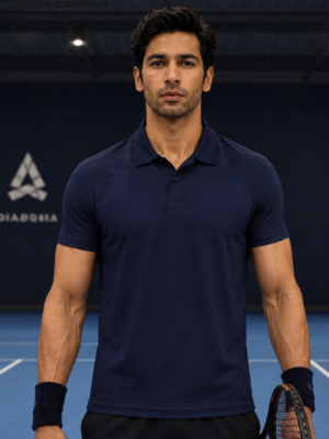F6HmaRSx_3BJIUWU7Y4_2026-06-30_1.png Plain Navy Blue Polo T-Shirt | 180 GSM Polo Knit | 100% Polyester | Wrinkle Free Stretchable Sports Wear