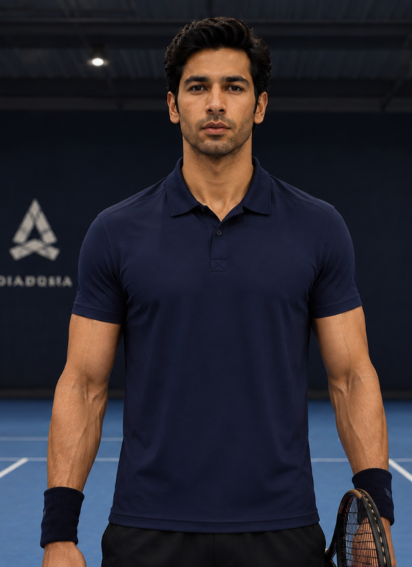 Plain Navy Blue Polo T-Shirt | 180 GSM Polo Knit | 100% Polyester | Wrinkle Free Stretchable Sports Wear