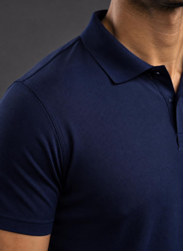 Plain Navy Blue Polo T-Shirt | 180 GSM Polo Knit | 100% Polyester | Wrinkle Free Stretchable Sports Wear