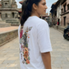 Womens Oversized White T-Shirt | Lord Shiva Om Namah Shivaya Graphic Print | Loopknit 240 GSM Premium Heavy Fabric | Spiritual Streetwear T-Shirt for Women