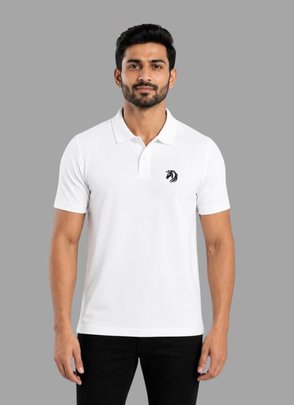 Men's Activewear Polo T-Shirt | Quick Dry Sports Polo | Moisture Wicking Gym Running Training Yoga Fitness Half Sleeve Performance Polo Tee | White