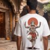 Unisex Oversized Hanuman Warrior Graphic T-Shirt | Bold Devotion Design, White Cotton Tee