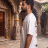 Unisex Oversized Hanuman Warrior Graphic T-Shirt | Bold Devotion Design, White Cotton Tee