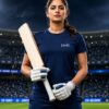 Women's Navy Blue Regular Fit Activewear T-Shirt with DHONI Inspired Graphic | Meshknit 180 GSM Breathable Gym, Cricket, Running, Yoga & Workout Sports Tee
