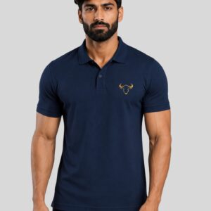 Men's Navy Blue Activewear Polo T-Shirt | Polo Knit 180 GSM | Regular Fit Gym T-Shirt for Men | Running, Workout, Yoga, Sports, Training, Walking & Casual Wear Polo Tee