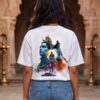 Mahakal Divine Graphic Oversized White T-Shirt for Men & Women | Spiritual Lord Shiva Back Print | Premium 240 GSM Loopknit Cotton | Unisex Streetwear Devotional Design | Front Sanskrit Typography & Detailed Back Artwork