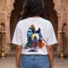 Mahakal Divine Graphic Oversized White T-Shirt for Men & Women | Spiritual Lord Shiva Back Print | Premium 240 GSM Loopknit Cotton | Unisex Streetwear Devotional Design | Front Sanskrit Typography & Detailed Back Artwork