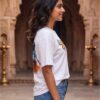 Mahakal Divine Graphic Oversized White T-Shirt for Men & Women | Spiritual Lord Shiva Back Print | Premium 240 GSM Loopknit Cotton | Unisex Streetwear Devotional Design | Front Sanskrit Typography & Detailed Back Artwork