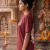 H4hZhhBj_49NYBINSP0_2026-05-08_3.png Unisex Oversized Meditating Hanuman Graphic T-Shirt Spiritual Calm Design, Maroon Cotton Tee