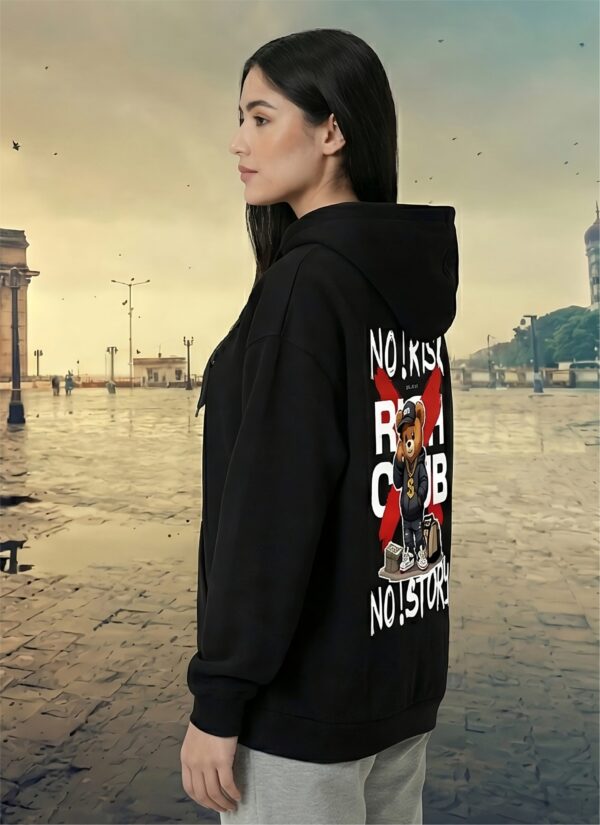 I_S0gvWp_WI9Y776G62_2026-01-30_1.jpg No Risk No Story Hoodie for Women | Black Streetwear Hoodie | Fleece 300 GSM Premium Drop Shoulder Hoodie